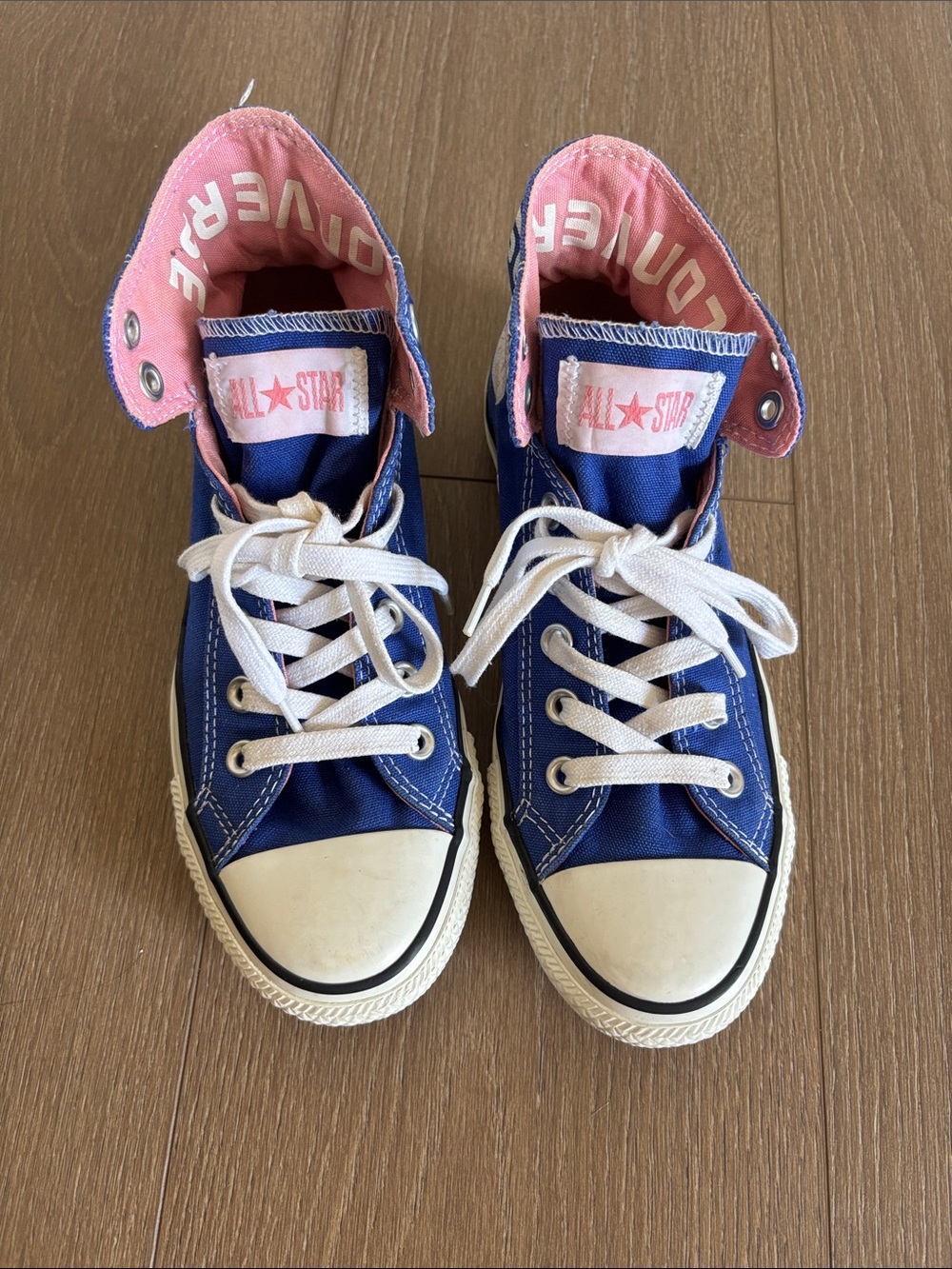All-Star Kids Blue Canvas High-Top Sneakers with Pink Lining